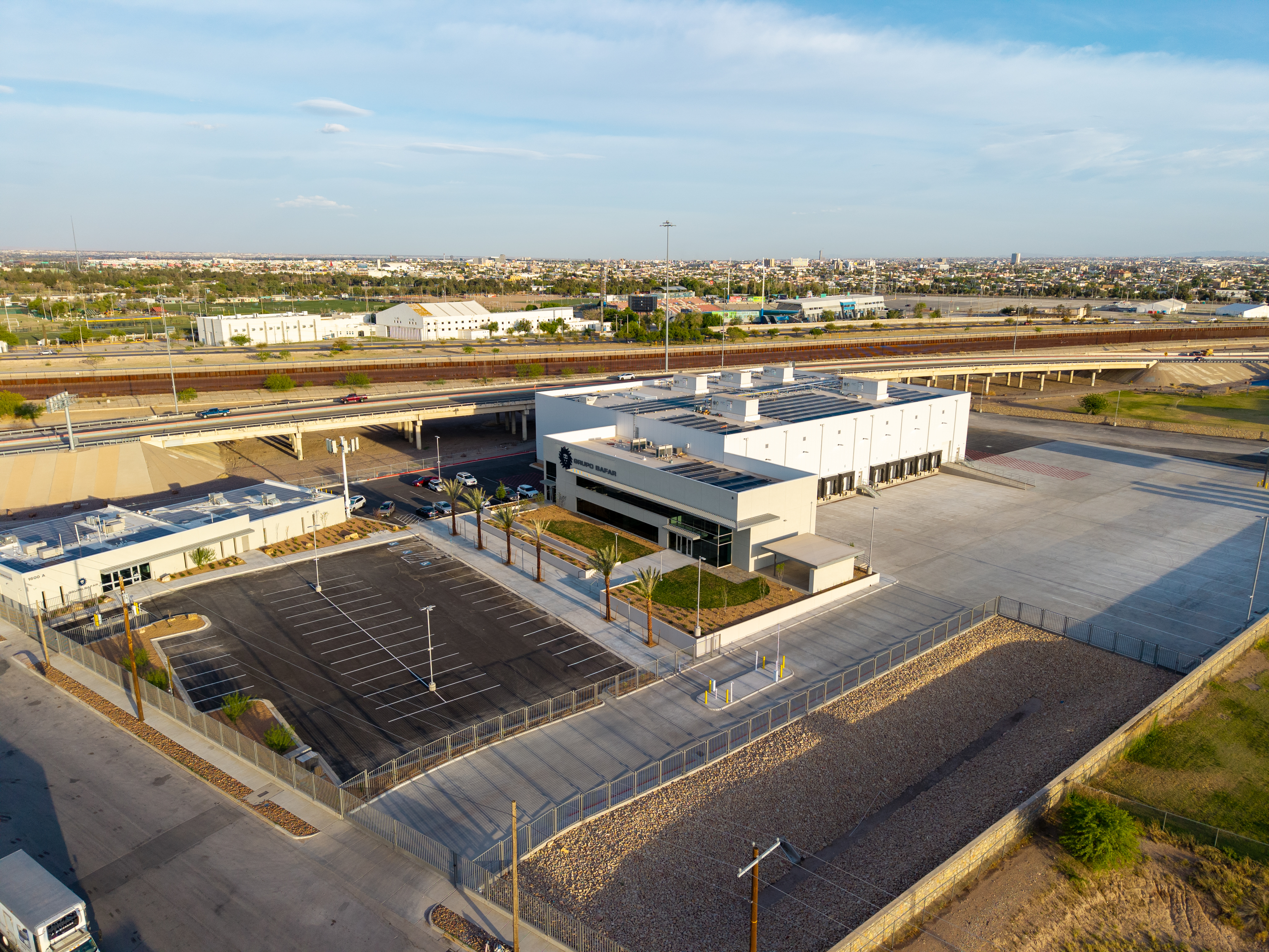 Aerial view of refrigerated facility and operating campus.